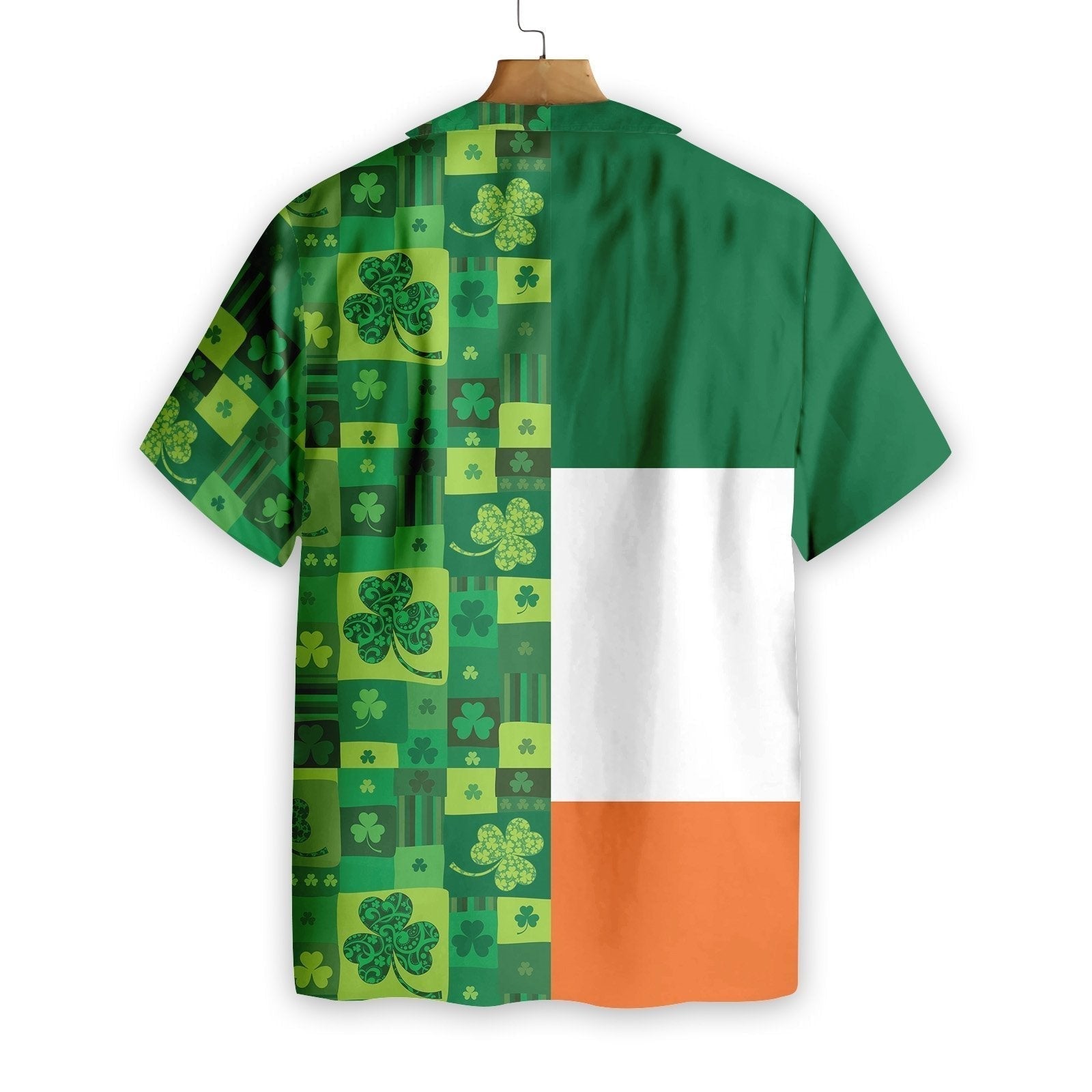 St Patrick's Day Hawaii Shirt Ireland Flag Four Leaf Clover Pattern Aloha Shirt St Patrick's Day Shirt