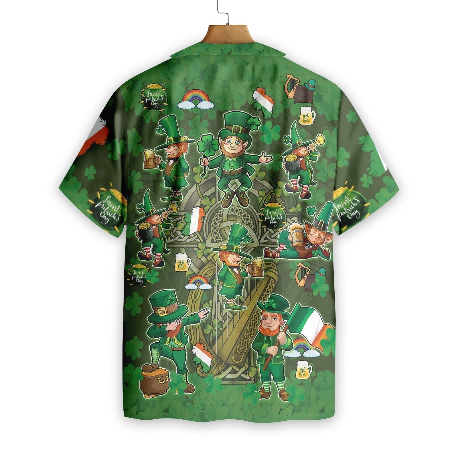 St Patrick's Day Hawaii Shirt Leprechauns Clover Aloha Shirt St Patrick's Day Shirt