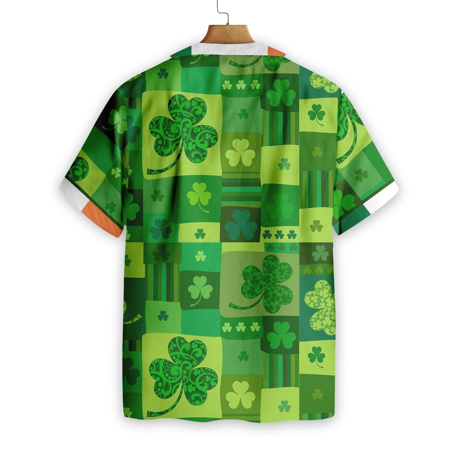 St Patrick's Day Hawaii Shirt Lucky Four Leaf Clover Pattern Aloha Shirt St Patrick's Day Shirt