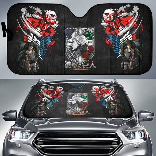 Attack On Titan Windshield Shade Levi Colossal Titan Transformer Metal AOT Corps Car Sun Shade Attack On Titan Car Sun Shade