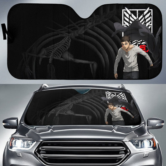 Attack On Titan Windshield Shade Eren Titan Skeleton Black Car Sun Shade Attack On Titan Car Sun Shade