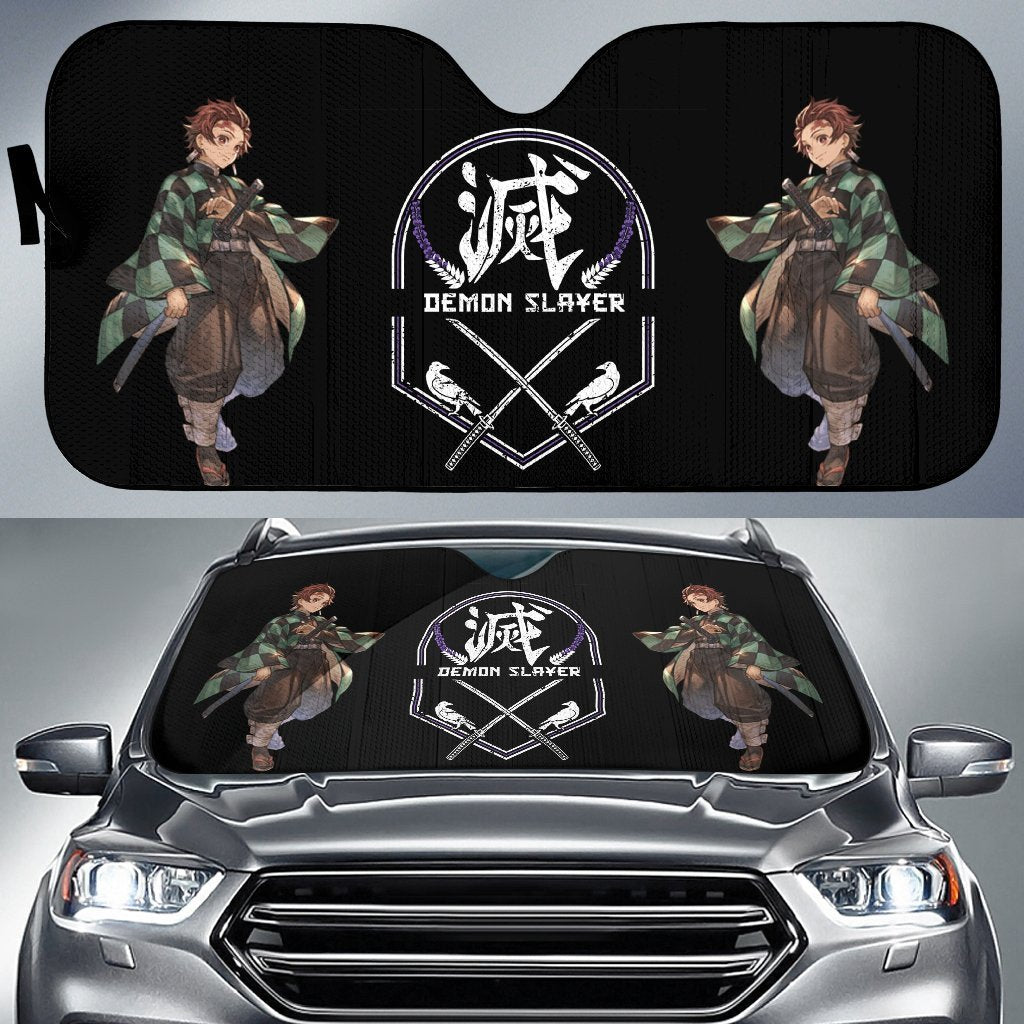 Demon Slayer Windshield Shade Tanjiro Swords Demon Slayer Kanji Car Sun Shade Demon Slayer Car Sun Shade