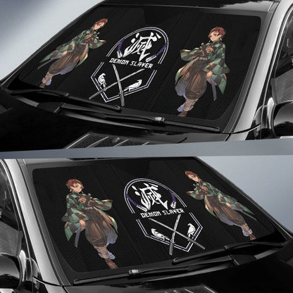 Demon Slayer Windshield Shade Tanjiro Swords Demon Slayer Kanji Car Sun Shade Demon Slayer Car Sun Shade