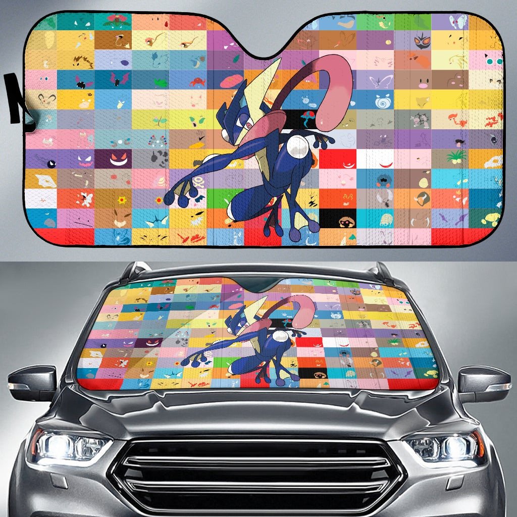 Pokemon Windshield Shade Greninja Frog On Colorful Pokemons Car Sun Shade Pokemon Car Sun Shade