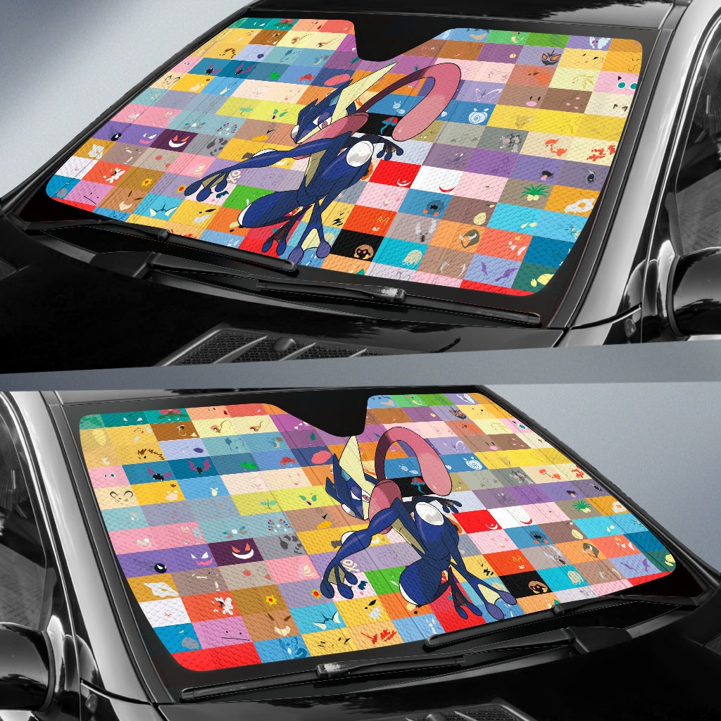 Pokemon Windshield Shade Greninja Frog On Colorful Pokemons Car Sun Shade Pokemon Car Sun Shade