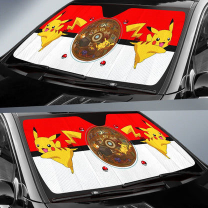 Pokemon Windshield Shade Dancing Pikachu Lying On Chair Car Sun Shade Pokemon Car Sun Shade