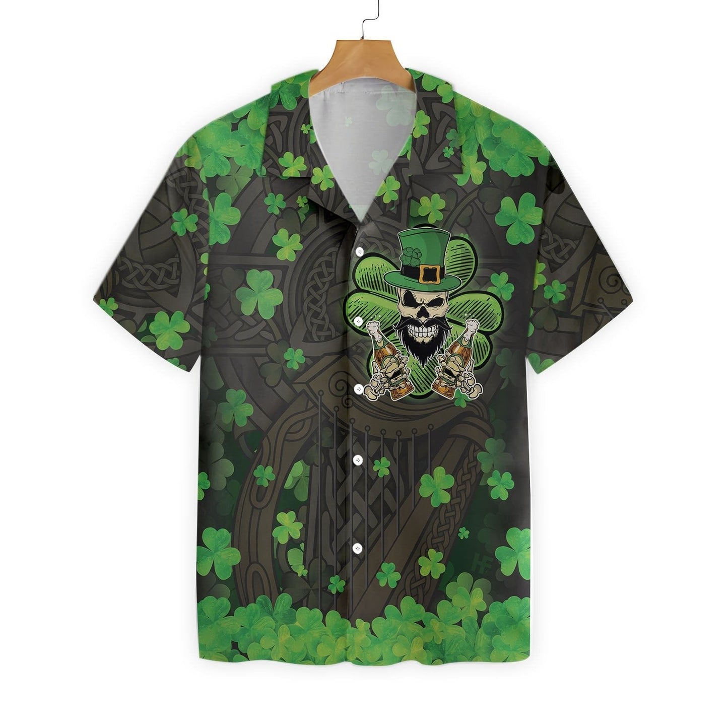 St Patrick's Day Hawaii Shirt Skull Holding Beer Aloha Shirt St Patrick's Day Shirt