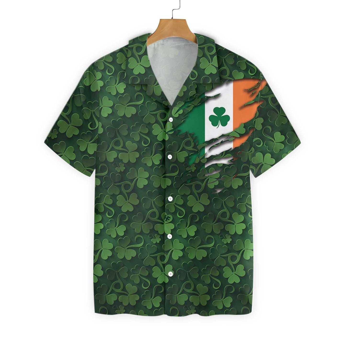 St Patrick's Day Hawaii Shirt Irish Flag Under Clover Aloha Shirt St Patrick's Day Shirt