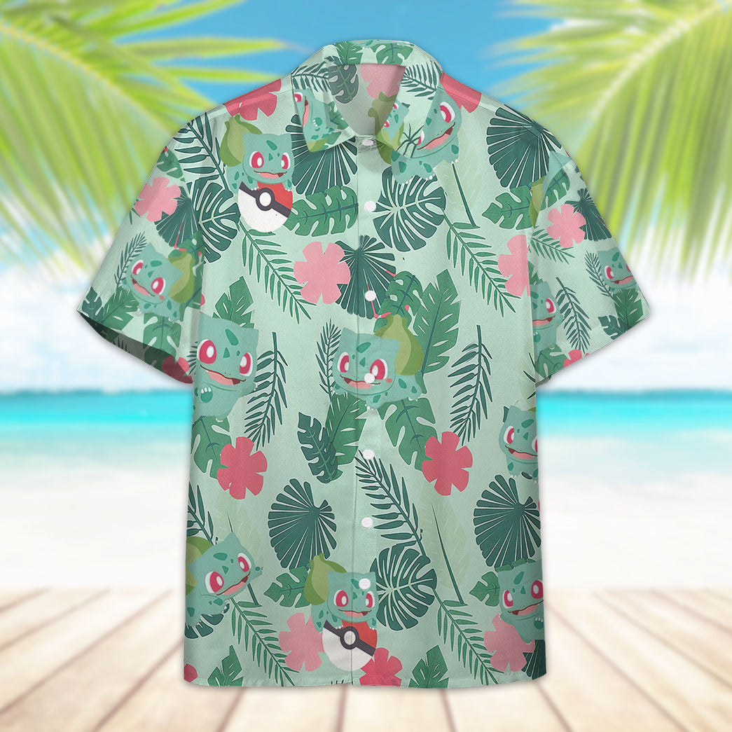 Unifinz Pokemon Hawaiian Shirt Bulbasaur Tropical Green Hawaii Shirt Pokemon Aloha Shirt 2022