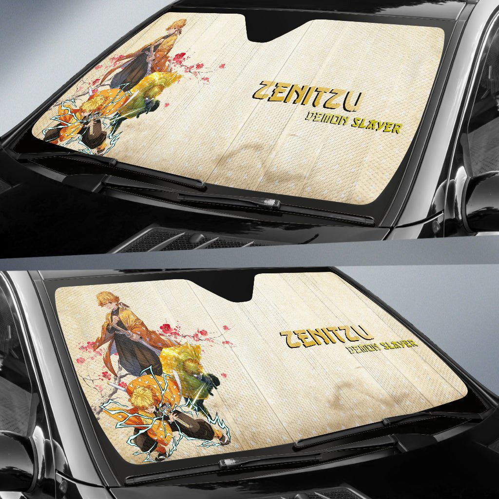 Demon Slayer Windshield Shade Zenitsu Lightning Breath Car Sun Shade Demon Slayer Car Sun Shade