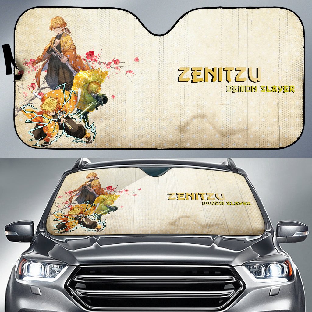 Demon Slayer Windshield Shade Zenitsu Lightning Breath Car Sun Shade Demon Slayer Car Sun Shade