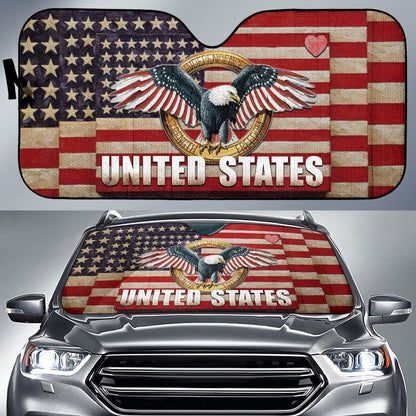 4th Of July Windshield Shade Eagle Flying United States Car Sun Shade Independence Day Car Sun Shade Veteran Car Sun Shade