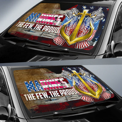 4th Of July Windshield Shade Marines Golden Ancor The Few The Proud Car Sun Shade Independence Day Car Sun Shade Veteran Car Sun Shade