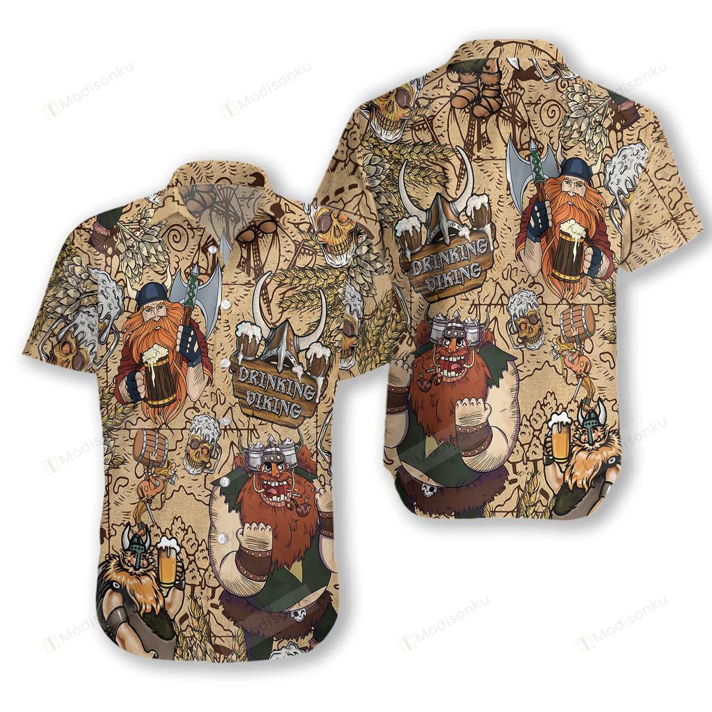 Beer Hawaiian Shirt Beer Drinking Viking Aloha Shirt