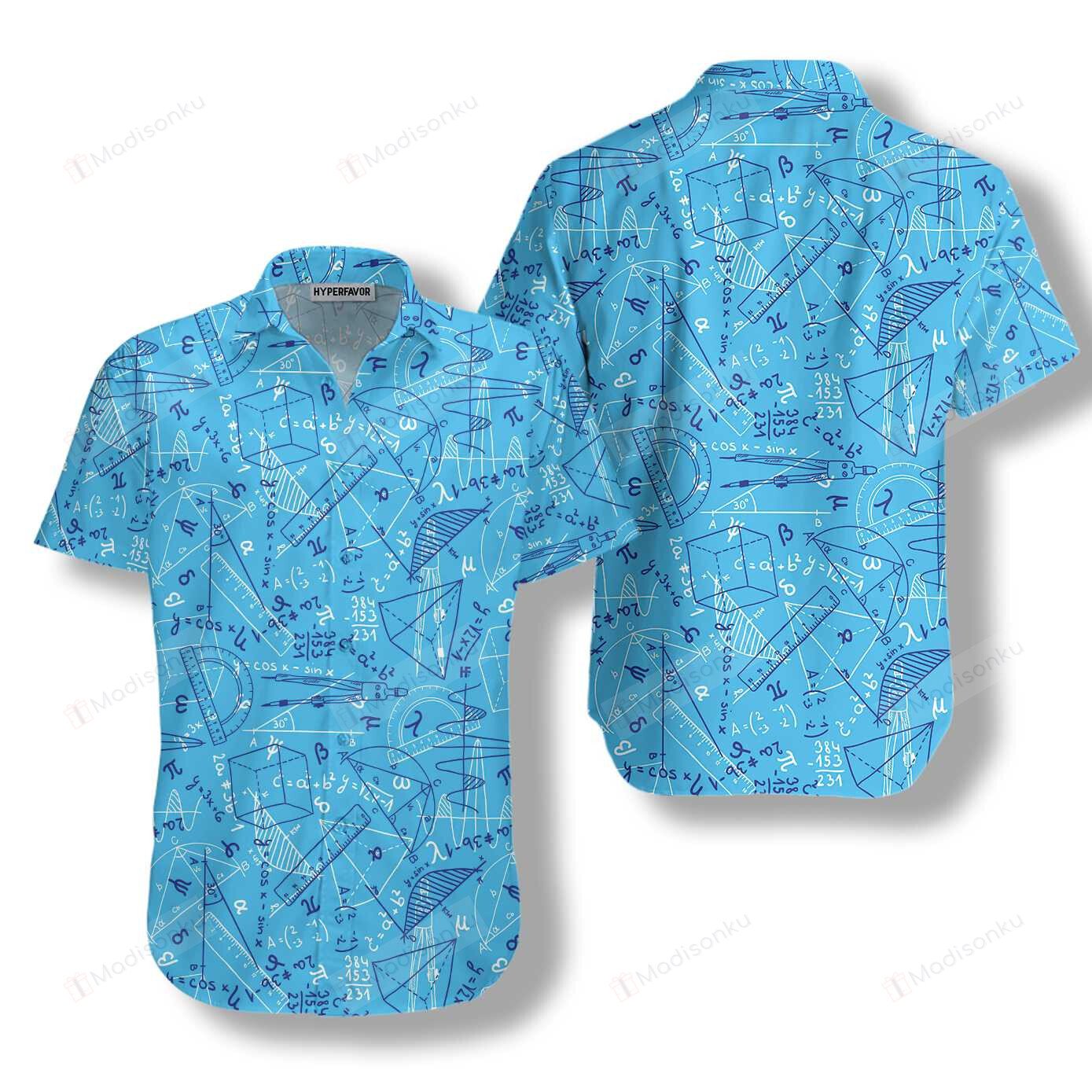 Math Hawaii Shirt Mathematic Geometry Blue Aloha Shirt Math Shirt