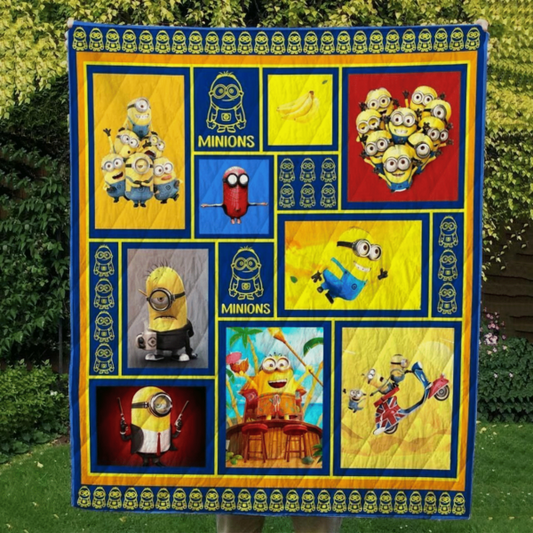 Unifinz Minions Quilt Minions Banana Pattern Yellow Quilt Cute Minions Quilt 2023