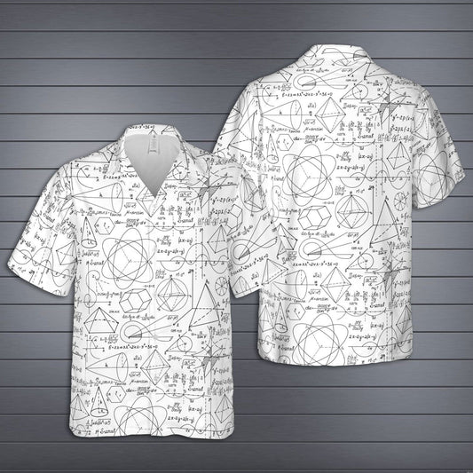 Math Hawaii Shirt Mathematic Geometry White Aloha Shirt Math Shirt