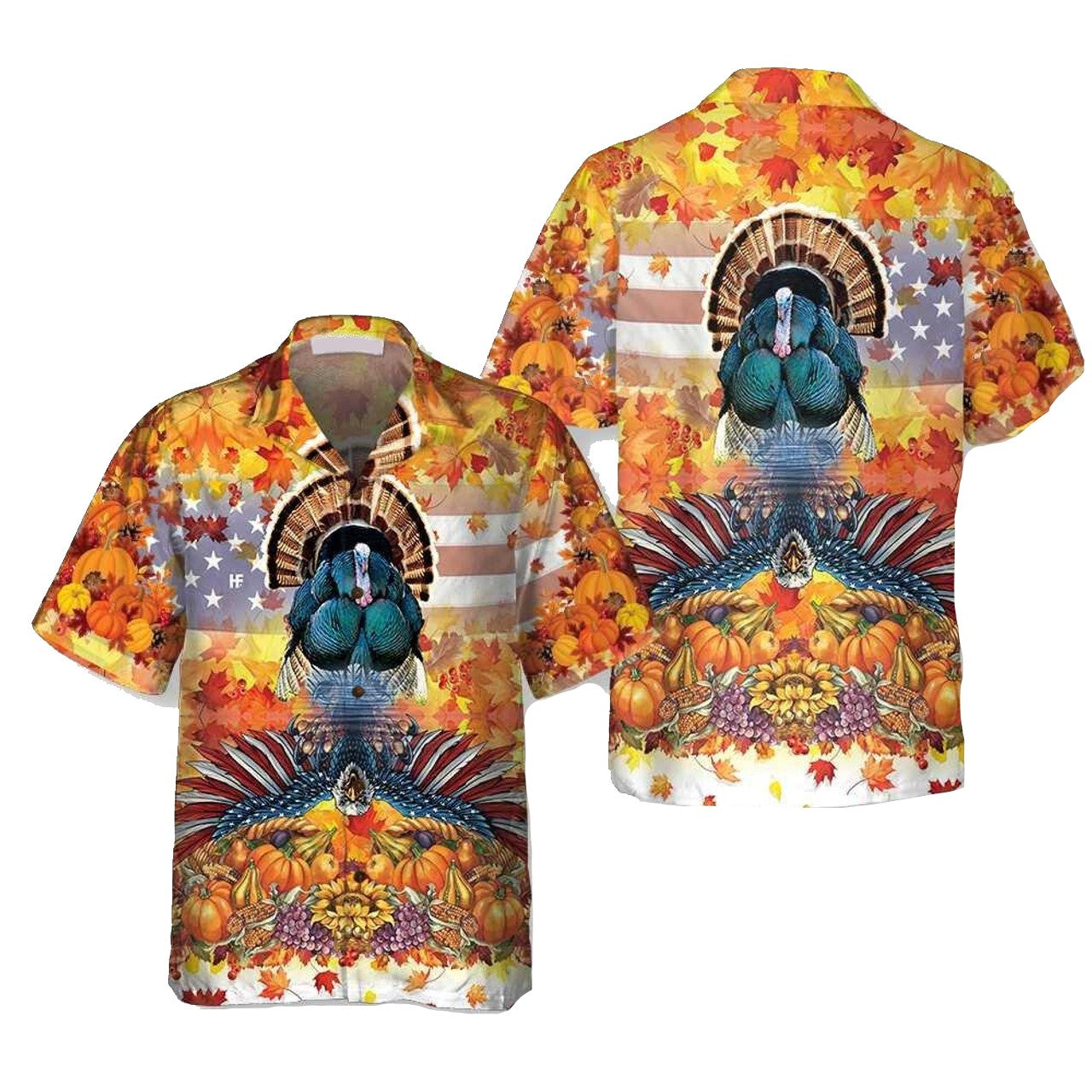 Thanksgiving Hawaii Shirt American Turkey Eagle Pumkin Aloha Shirt Colorful Unisex