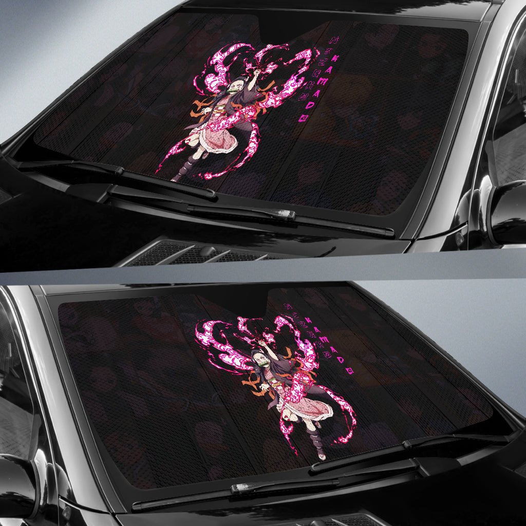 Demon Slayer Windshield Shade Nezuko Kamado Demon Slayer Car Sun Shade Demon Slayer Car Sun Shade