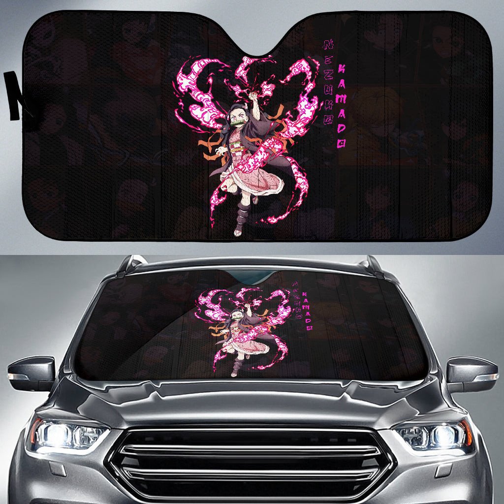 Demon Slayer Windshield Shade Nezuko Kamado Demon Slayer Car Sun Shade Demon Slayer Car Sun Shade