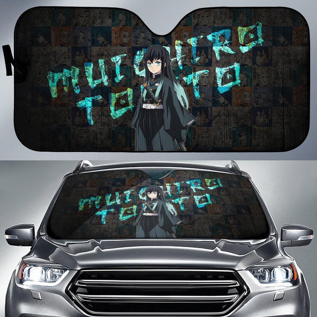 Demon Slayer Windshield Shade Muichiro Tokito Demon Slayer Car Sun Shade Demon Slayer Car Sun Shade