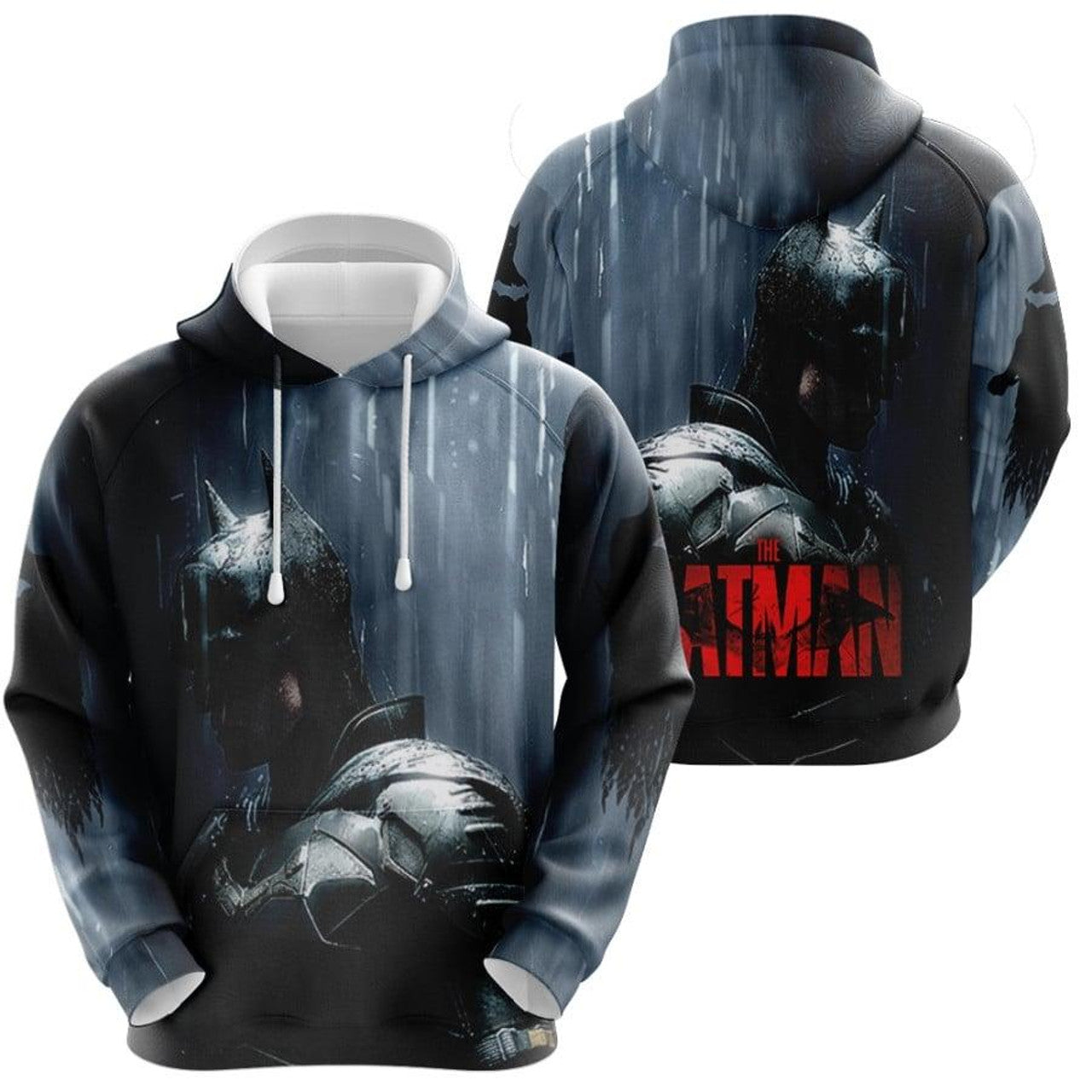 Batman Hoodie DC The Batman In The Rain Graphic Hoodie Black Unisex