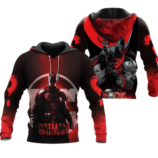 Batman Hoodie DC The Batman Dark Knight Characters Hoodie Black Red Unisex