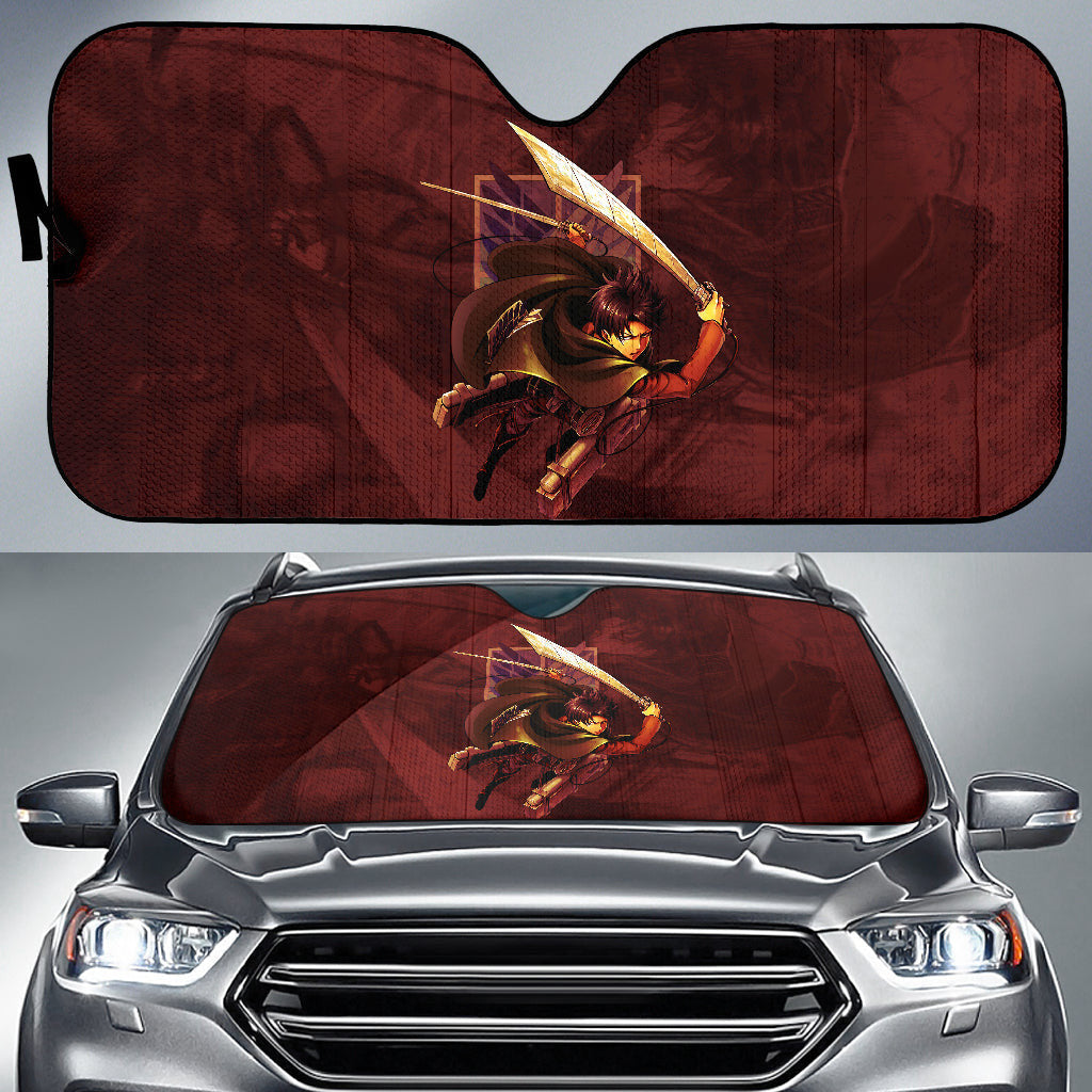 Attack On Titan Windshield Shade Levi Ackerman Attack On Titan Car Sun Shade Attack On Titan Car Sun Shade