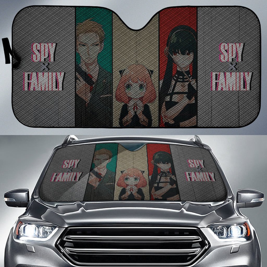Spy x Family Windshield Shade Loid Yor And Anya Forger Spy x Family Stripe Car Sun Shade Spy x Family Car Sun Shade