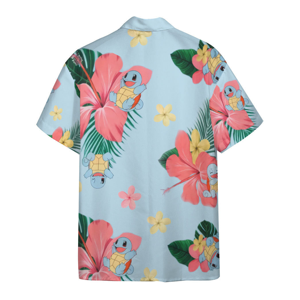 Unifinz Pokemon Hawaiian Shirt Squirtle Tropical Flowers Hawaii Shirt Pokemon Aloha Shirt 2022