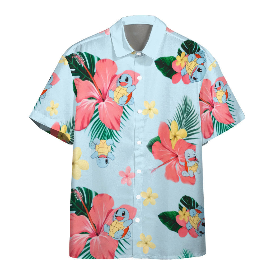 Unifinz Pokemon Hawaiian Shirt Squirtle Tropical Flowers Hawaii Shirt Pokemon Aloha Shirt 2022