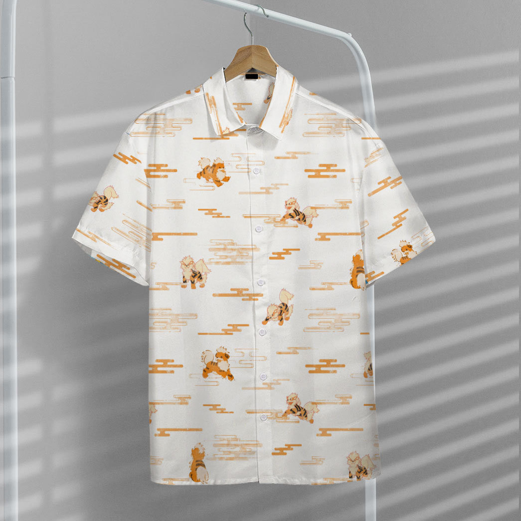 Unifinz Pokemon Hawaiian Shirt Arcanine Evolution White Hawaii Shirt Pokemon Aloha Shirt 2022