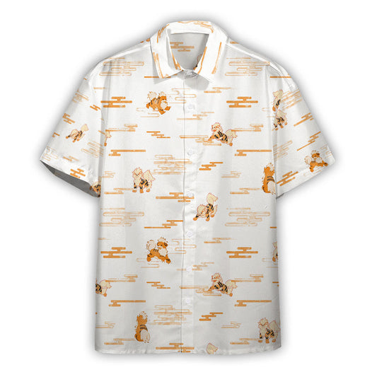 Unifinz Pokemon Hawaiian Shirt Arcanine Evolution White Hawaii Shirt Pokemon Aloha Shirt 2022