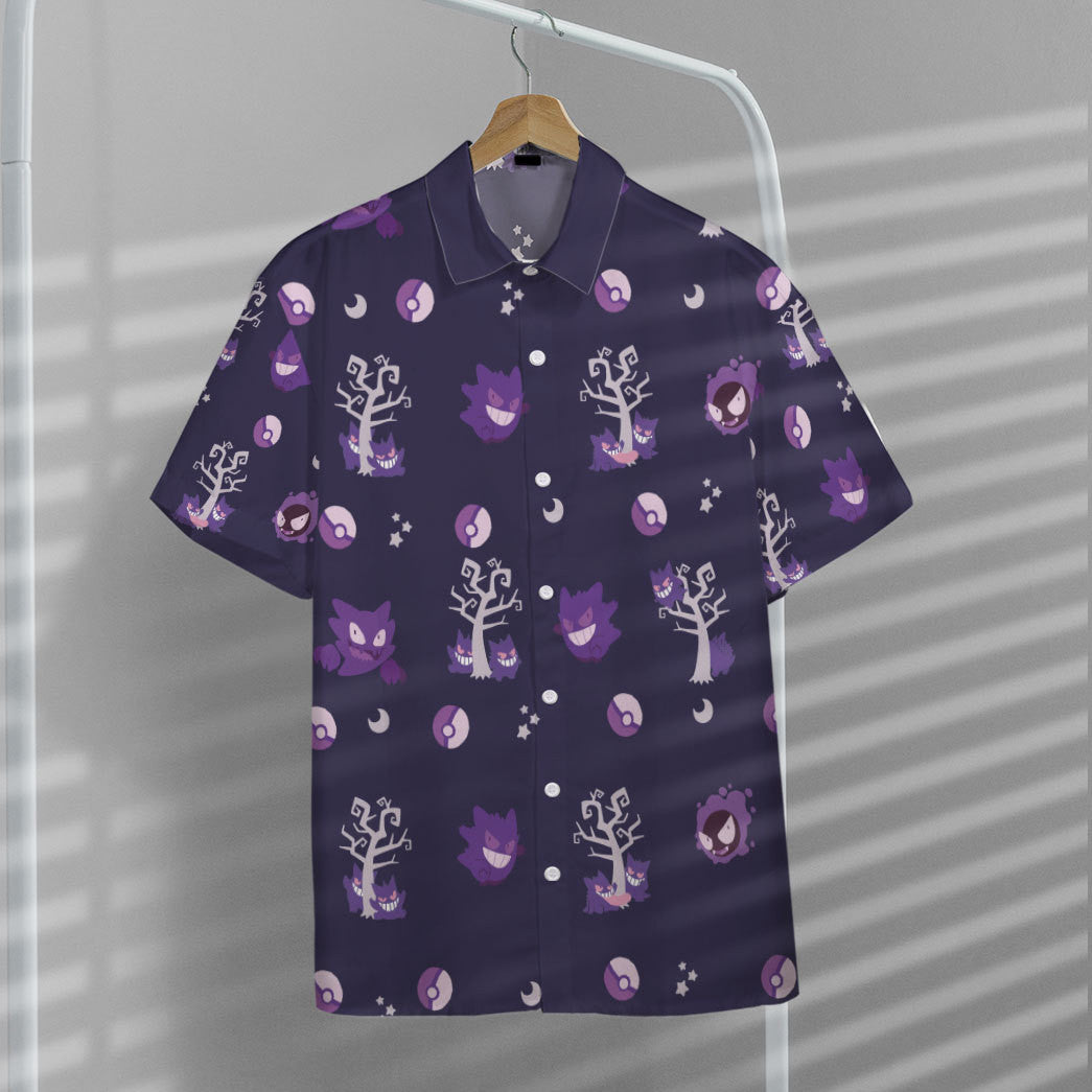 Unifinz Pokemon Hawaiian Shirt Gengar Evolution Purple Hawaii Shirt Pokemon Aloha Shirt 2022