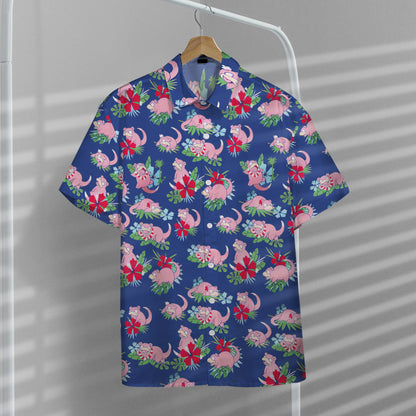 Unifinz Pokemon Hawaiian Shirt Tropical Slowpoke Pink Blue Hawaii Shirt Pokemon Aloha Shirt 2022
