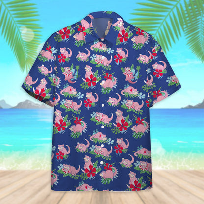 Unifinz Pokemon Hawaiian Shirt Tropical Slowpoke Pink Blue Hawaii Shirt Pokemon Aloha Shirt 2022