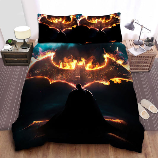 Batman Bedding Set DC Burning Bat Logo Duvet Covers Black Unique Gift