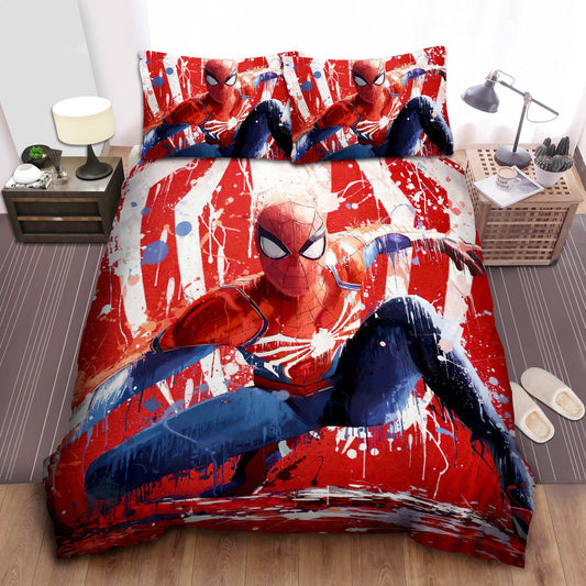 Spiderman Bedding Set MV Spiderman Splash Art Duvet Covers Red Blue Unique Gift