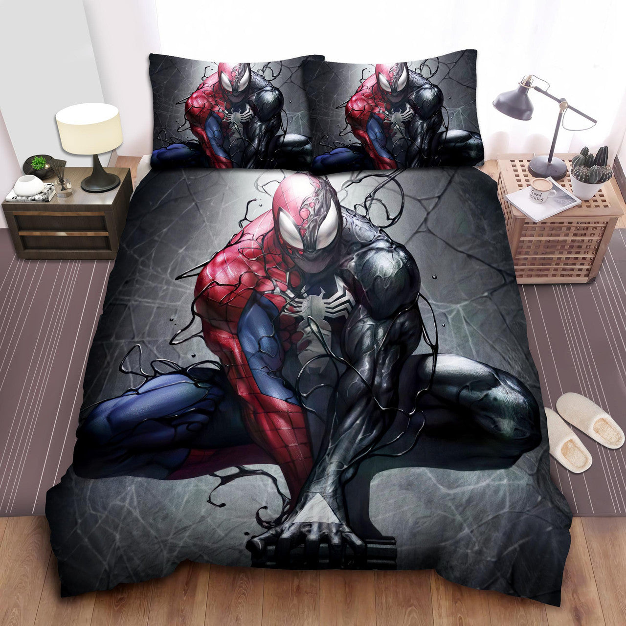 Spiderman Bedding Set MV Symbiote Venom Spiderman Duvet Covers Black Unique Gift