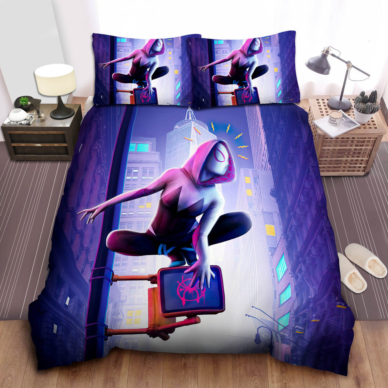 Spiderman Bedding Set MV Spider-Gwen Digital Art Duvet Covers Colorful Unique Gift