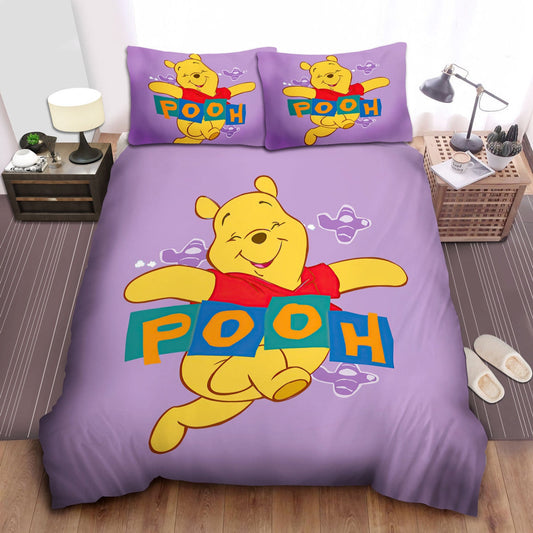 WTP Bedding Set DN Pooh Dancing Happily Duvet Covers Purple Unique Gift