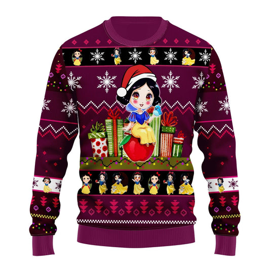 Snow White Sweatshirt Snow White Chibi Christmas Pattern Sweatshirt Dark Purple Unisex