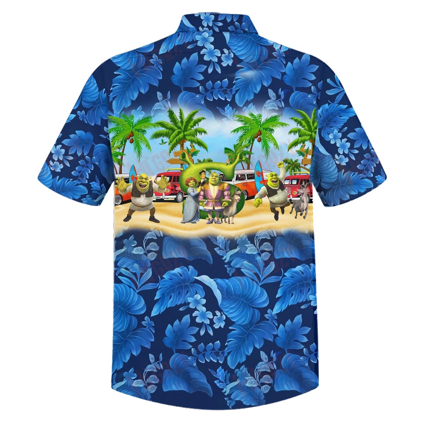 Shrek Hawaii Shirt Shrek And Friends Tropical Leaves Aloha Shirt Blue Unisex