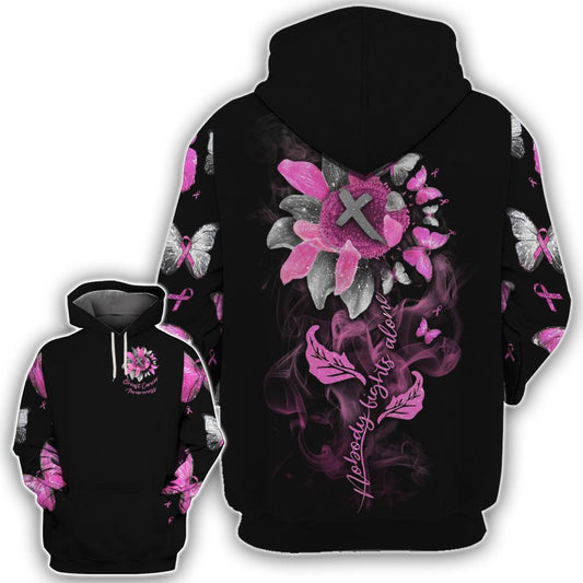  Breast Cancer T-shirt Breast Cancer Awareness Nobody Fights Alone Sunflower Smoke Black Pink Hoodie Apparel