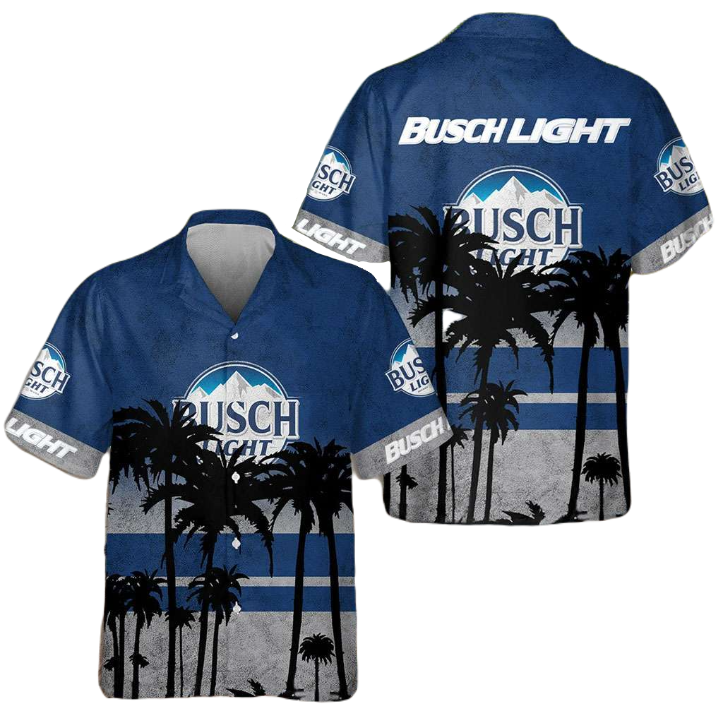 Busch Light Hawaii Shirt Coconut Tree Busch Light Aloha Shirt Blue Gray Unisex Adults New Release