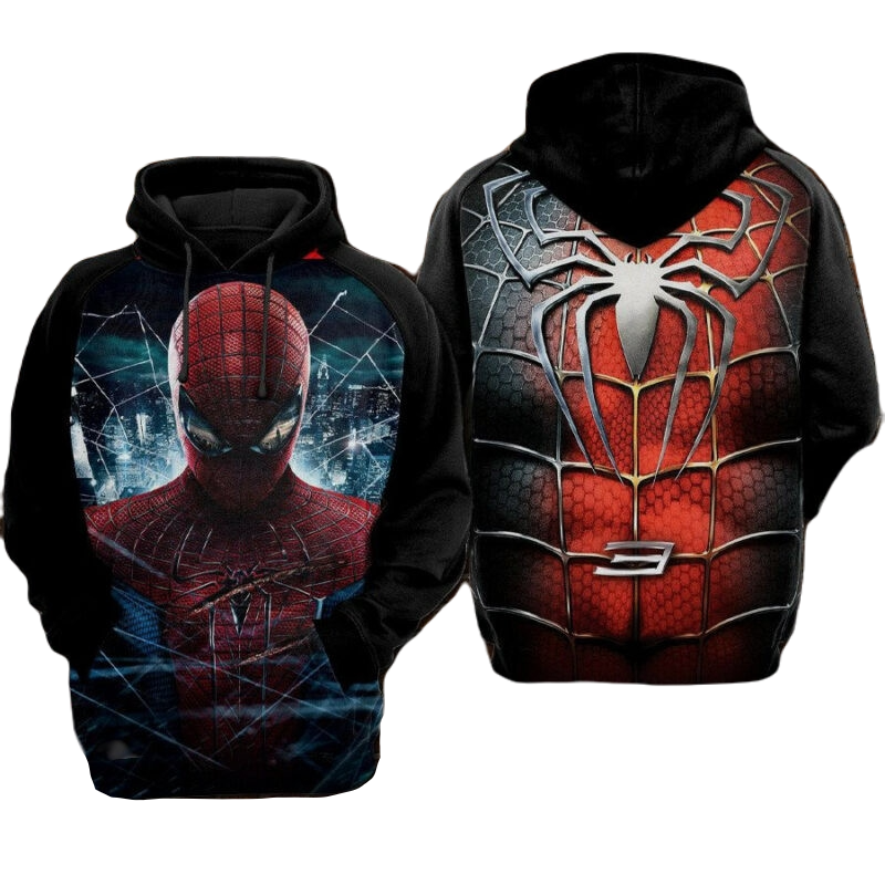 Spiderman Hoodie MV Spiderman City Night Graphic Hoodie Black Unisex