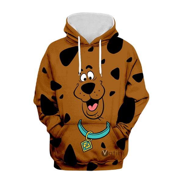 Scooby Doo Hoodie Scooby Doo Face Fur Pattern T-shirt Brown Unisex