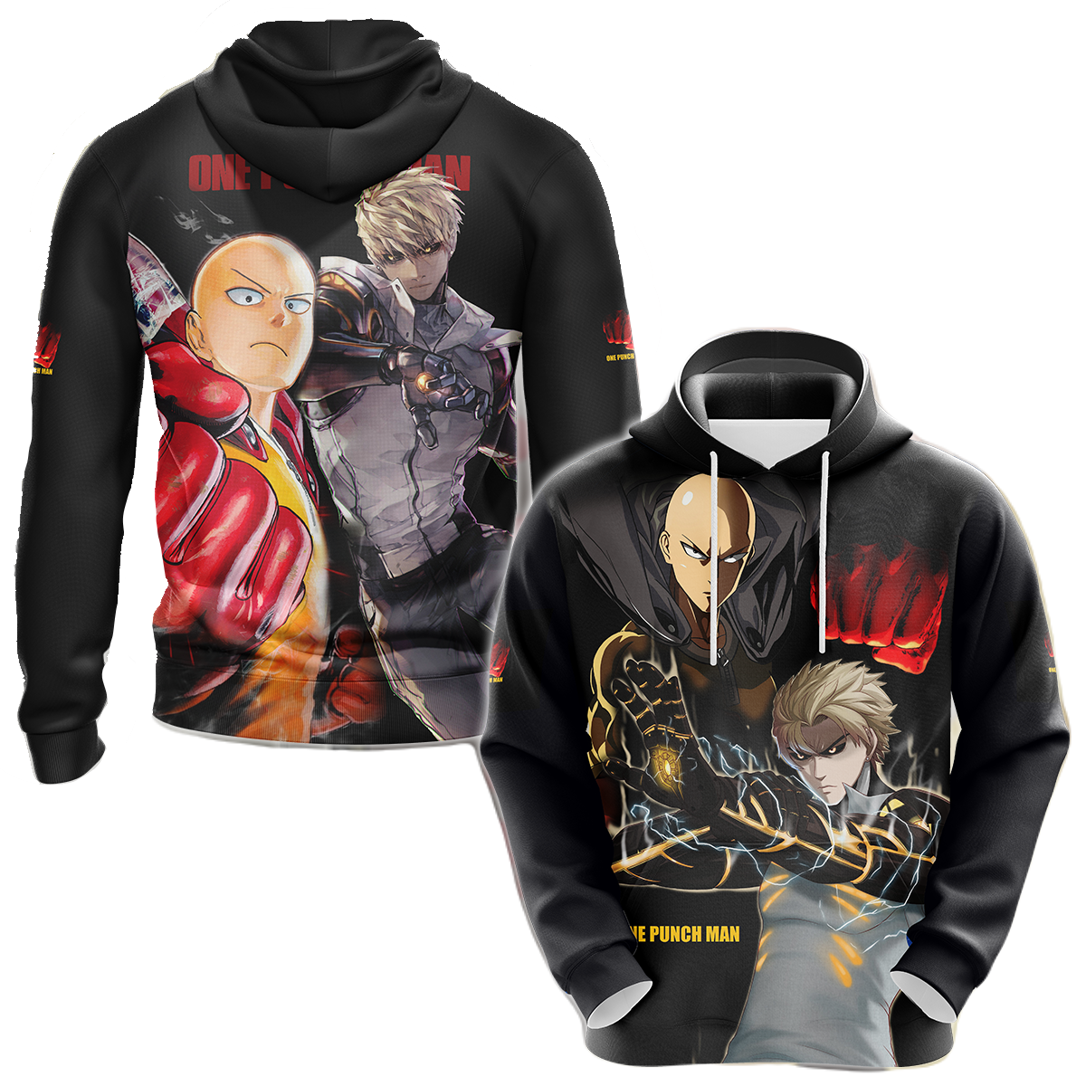 One Punch Man Hoodie One Punch Man Saitama And Genos T-shirt Black Uni ...