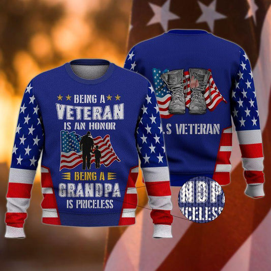 Veteran Sweatshirt Being A Veteran Is An Honor Sweatshirt Blue Unisex