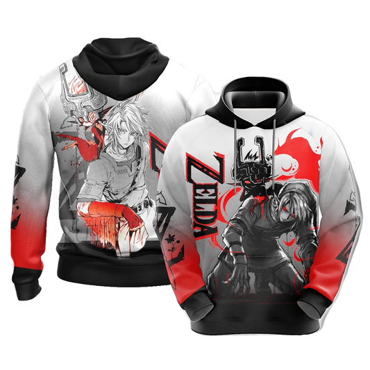 The Legend Of Zelda Hoodie Link And Dark Link Graphic T-shirt Black White Unisex